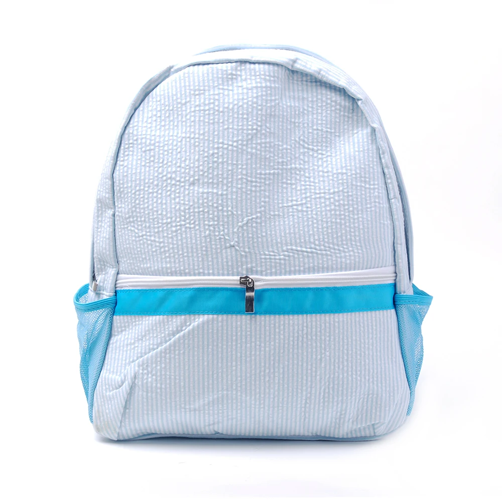 Ready Stock Multi Color Toddler Pink Blue Grey Purple Seersucker Backpack For Children School Bag DOM112-031