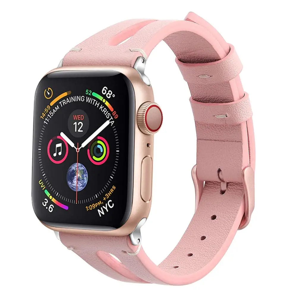 Ремешок из натуральной кожи для Apple Watch Band кожаный сменный Браслет Iwatch 38 мм 44 40 42