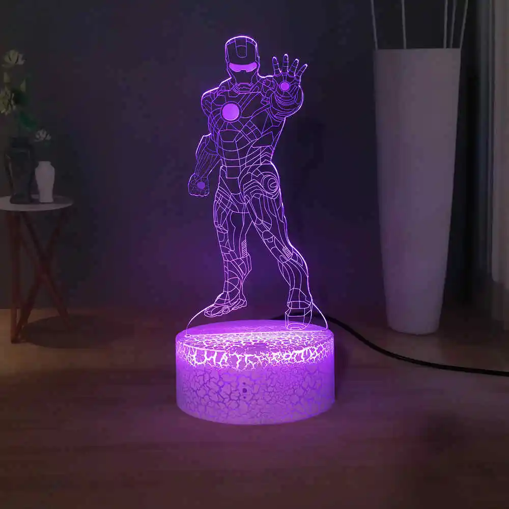 Железный человек светодиодный ночник фильм Marvel серии супергерой RGB разноцветная