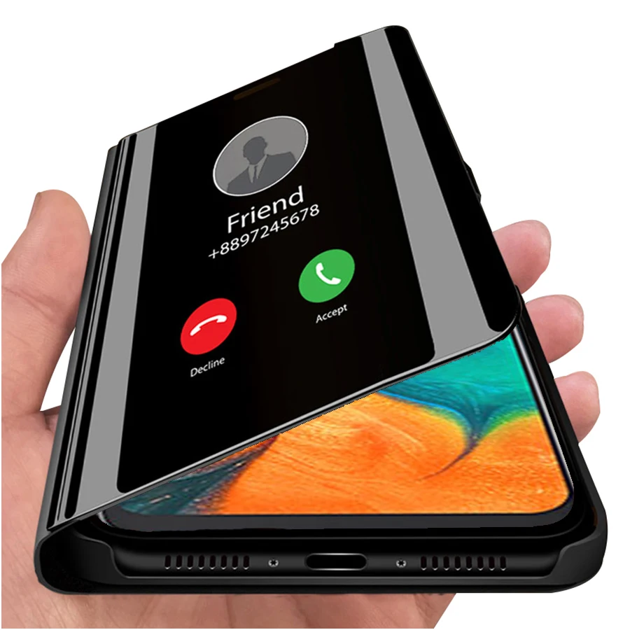 Умный зеркальный флип-чехол для телефона Samsung Galaxy A50 A30 A20 A10 A60 A70 кожаный защитный
