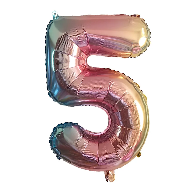 32 дюйма градиентные цвета фольга воздушные шары радужные цифры вечерние
