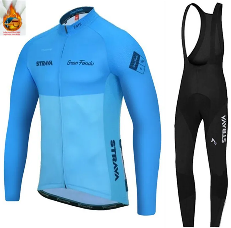 STRAVA Pro Team зимний велокостюм набор из флиса Ropa Ciclismo Invierno MTB велосипедная одежда велокостюм из флиса