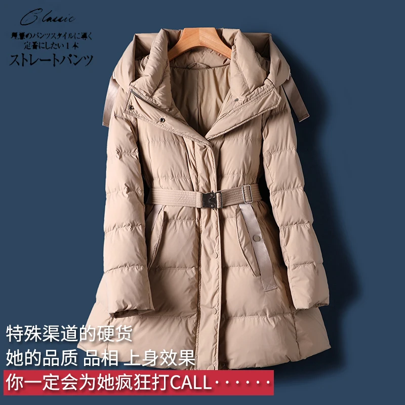 90% High Parkas Quality Woman White Duck Down Women's Warm Slim Hooded 2021 Winter New Women Jacket Coats