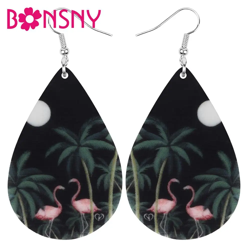 Bonsny акриловые каплевидные серьги-подвески в форме капли виде кокосового дерева