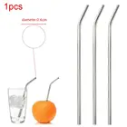 Многоразовая Питьевая соломинка, питьевая труба из нержавеющей стали, трубочки с изгибомнегнутой пипеткой, всасывающие трубы, высококачественные аксессуары для бара, 1 шт.