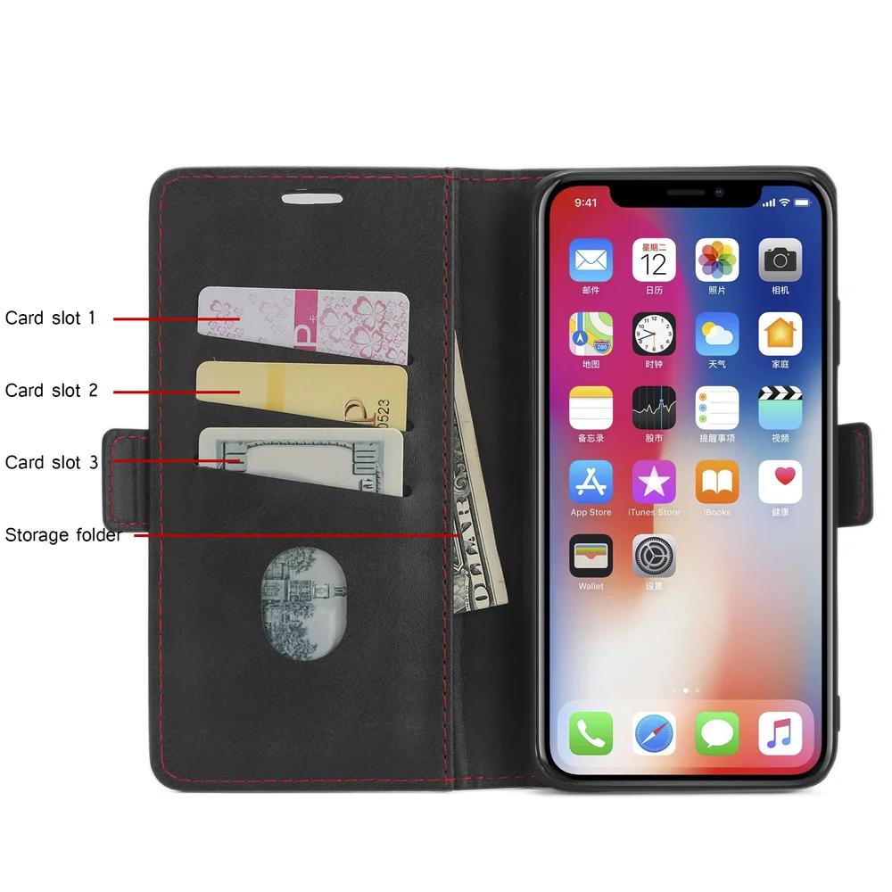 Роскошный чехол для iPhone 8, 7, X, XS Plus, MAX, XR, откидной кожаный чехол, прошитая книга и samsung Galaxy A50, A70, A20, A30, S10, Note 10, S10, оболочка