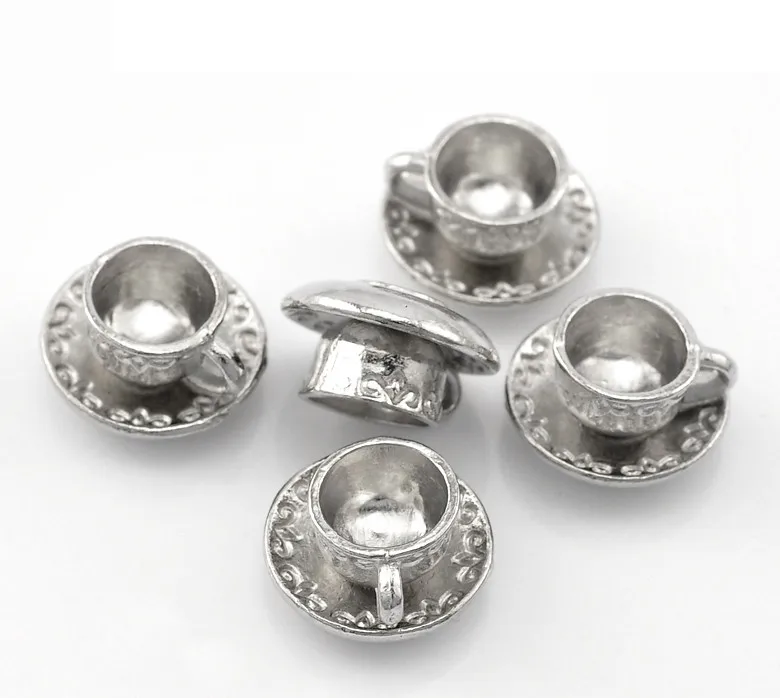 Подвески Кубок из металлического сплава цинка серебристого цвета 14 мм (4/8 дюйма) x