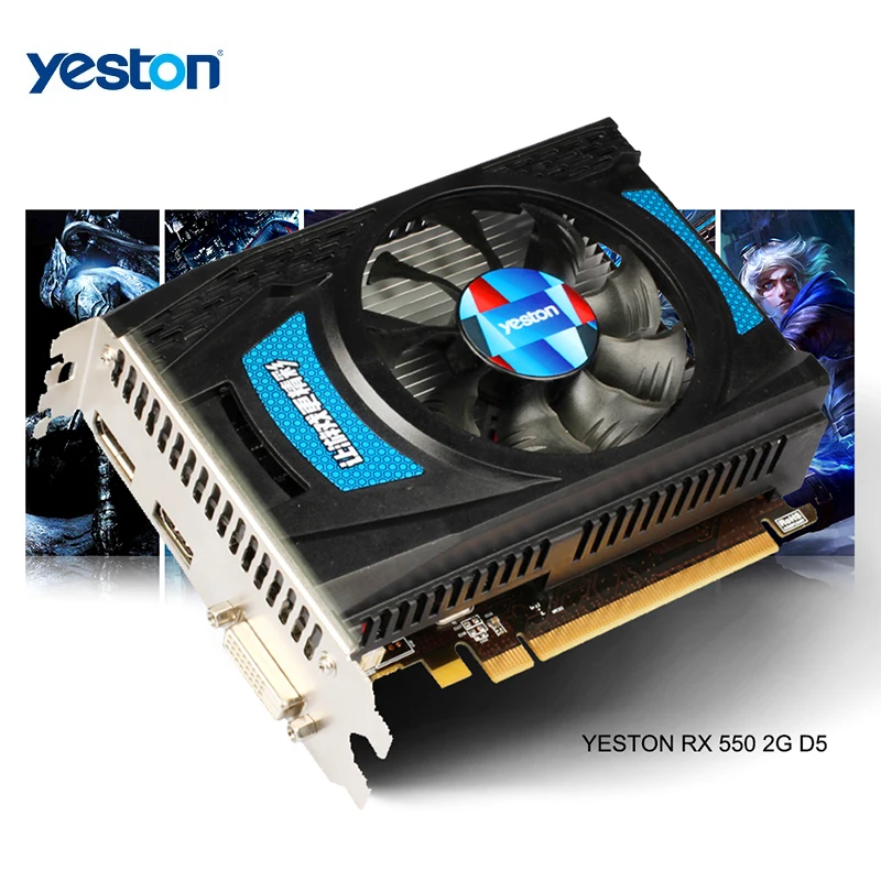 Yeston Radeon RX 550 GPU 2 ГБ GDDR5 128 бит игровой настольный компьютер ПК видеокарты Поддержка DVI-D/HDMI PCI-E 3,0