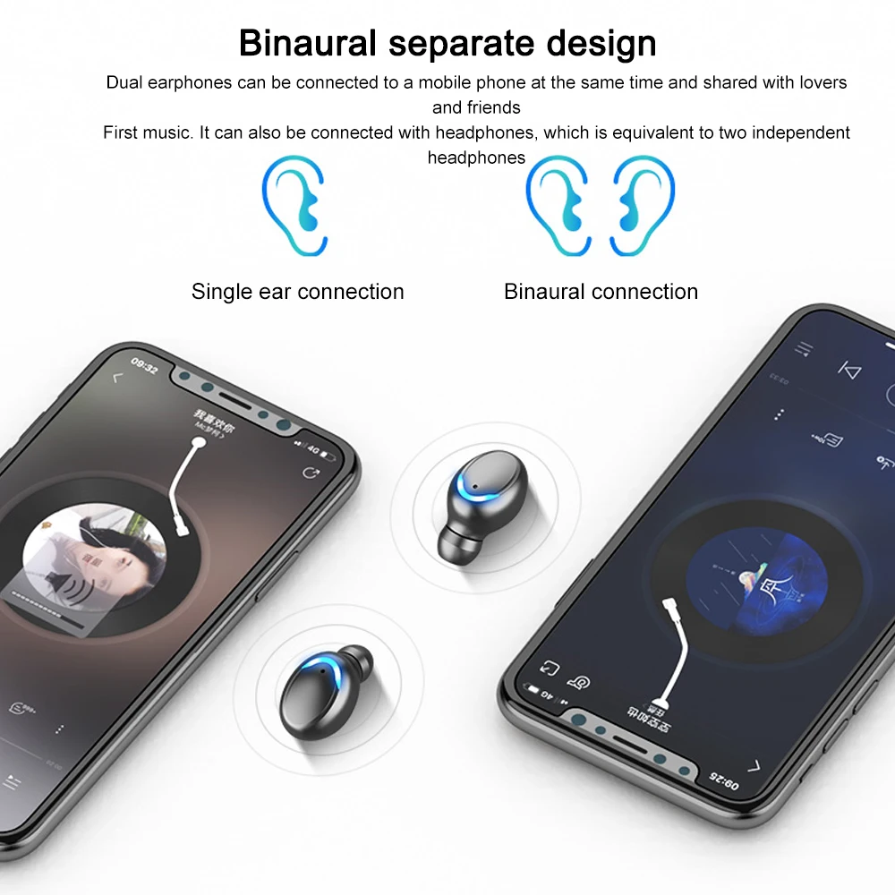 F9 наушники вкладыши TWS с Беспроводной Bluetooth 5 0 Smart Touch со светодиодной индикацией