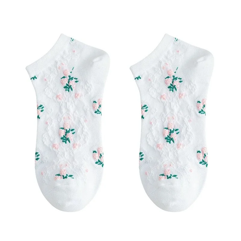 

Women's Vintage Boat Socks 2021 Fashion Cute Summer Breathable Thin Socks Flower Print Girl Casual Soft Sweet Sock