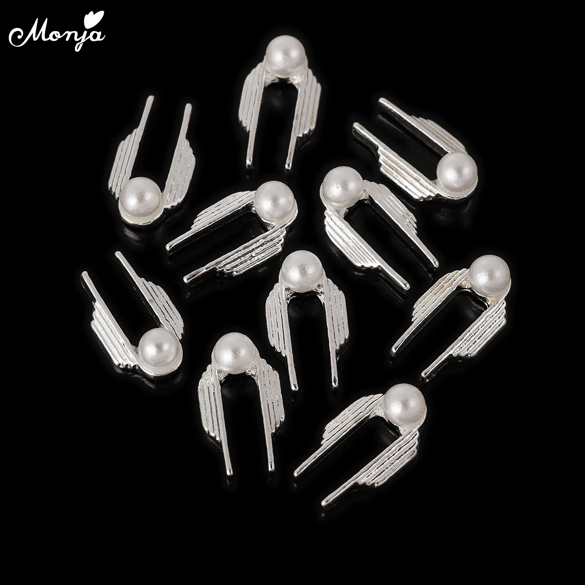 Monja 1 упаковка u-образный дизайн Металлизированное украшение для ногтей шпильки 3D