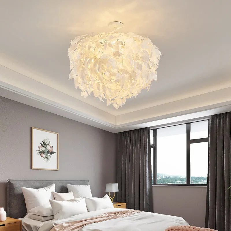 Nordic Bedroom Pendant Light Fixtures Romantic Leaves Creative Personality Hanging Lamp Bar Living Dining Room | Освещение