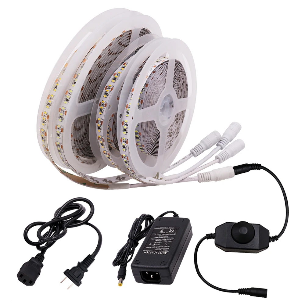 5 м DC12V SMD светодиодные полосы 3014 204 светодиодный s/M гибкая Водонепроницаемая светодиодная лента с разъемом постоянного тока EU/US/UK/AU разъем питания