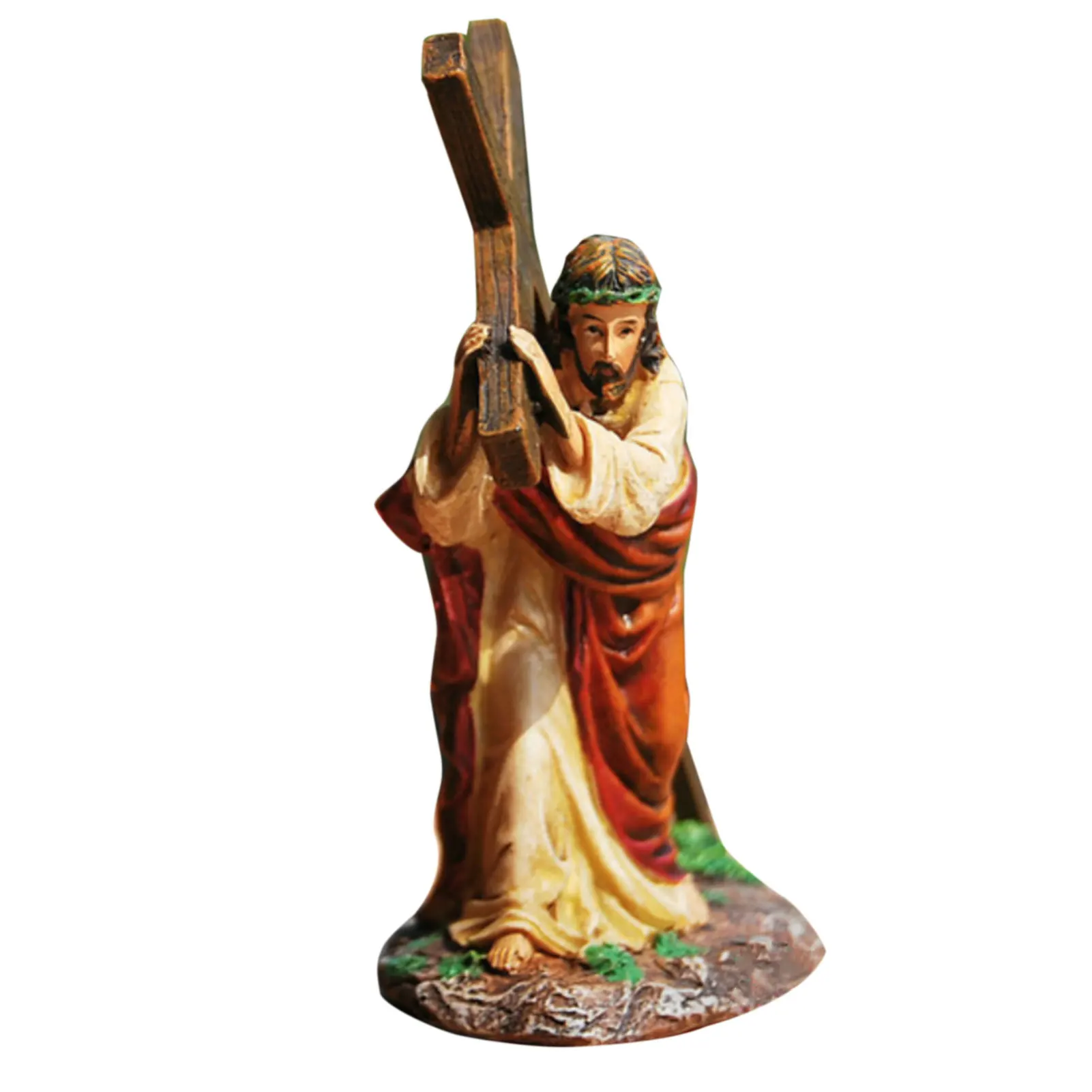 Jesus Cross Crucifix Figurines Religious Statues Christian Ornament Holy Catholic Crafts For Home Office Easter Resin Jewelry