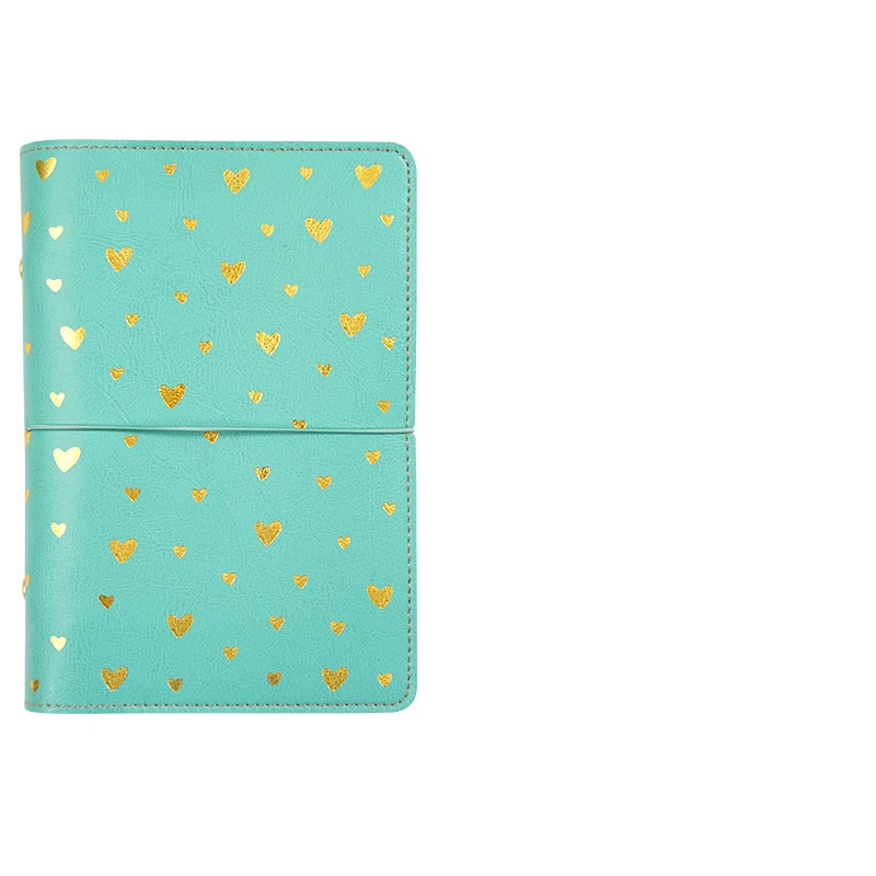B Heart Mint А5 А6 каваи кожаный блокнот путешественники записная книжка портативный дневник в горошек блокнот планировщик список дел Органайзер кадерно - Color: B Heart Mint