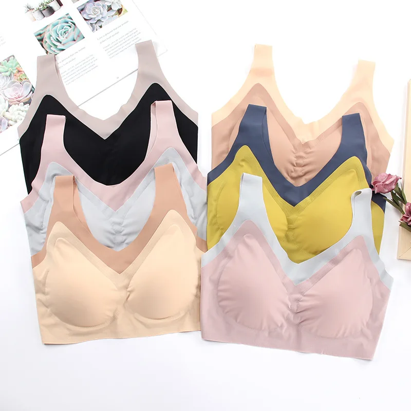 

Patchwork Bra Top Underwear Women Seamless Sport Bra Running Padded Brassiere Gathered Tube Tops Breathable Bralette Vest Girls