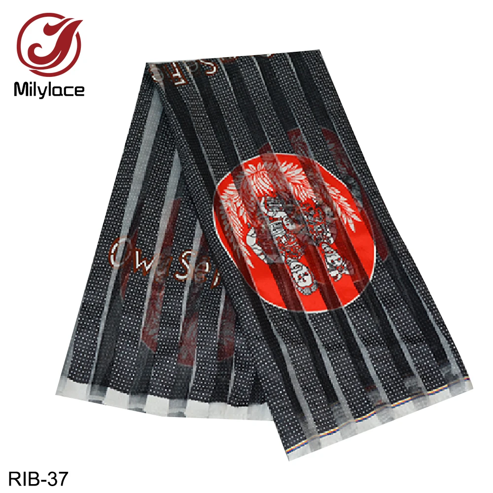 RIB-37 Горячая Распродажа, африканская ткань из органзы с принтом и ленты, плотная лента для одежды, материал RIB-04 - Цвет: RIB-37