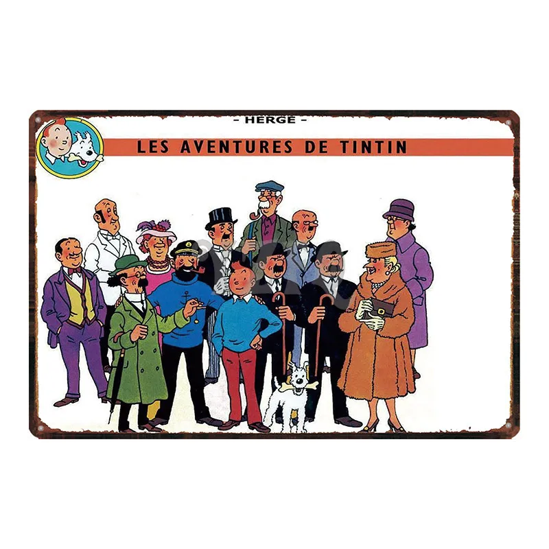 DU-2979 Tintin мультфильм жестяная вывеска металлическая пластина железная живопись детская комната настенный бар домашнее искусство Ремесло Декор 30X20 см DU-2967 - Цвет: DU-2979
