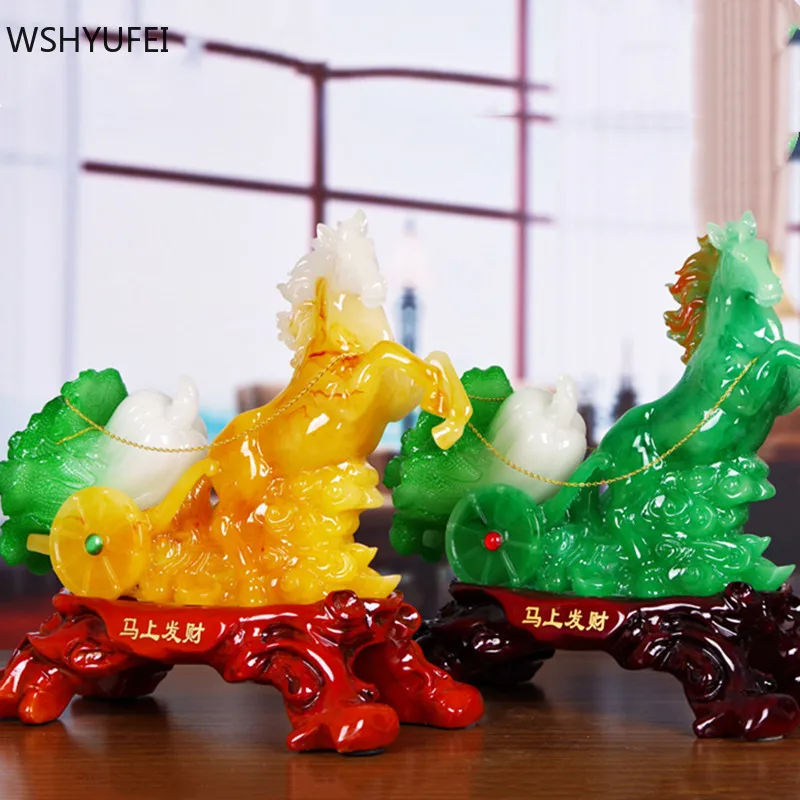 Китайская статуя лошади из смолы украшения скульптура УДАЧИ Ремесла Декор для