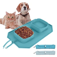 folding pet bowl outdoor huntingtravel portable pet food container feeder collapsible dog cat silicone bowl safe and non toxic
