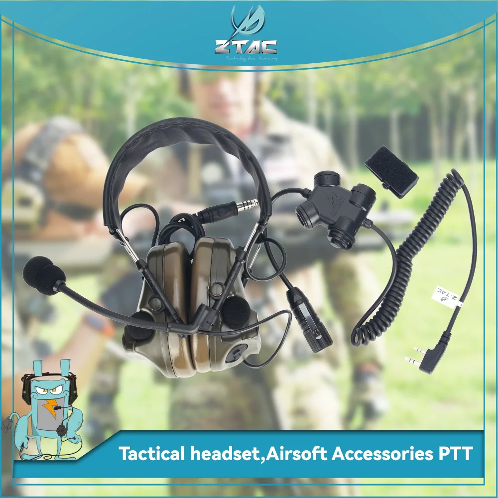 Z-TAC Tactical Comtac III Headset Military Active Headphones Noise Canceling Baofeng UV-82 Kenwood PTT Hunting Accessories