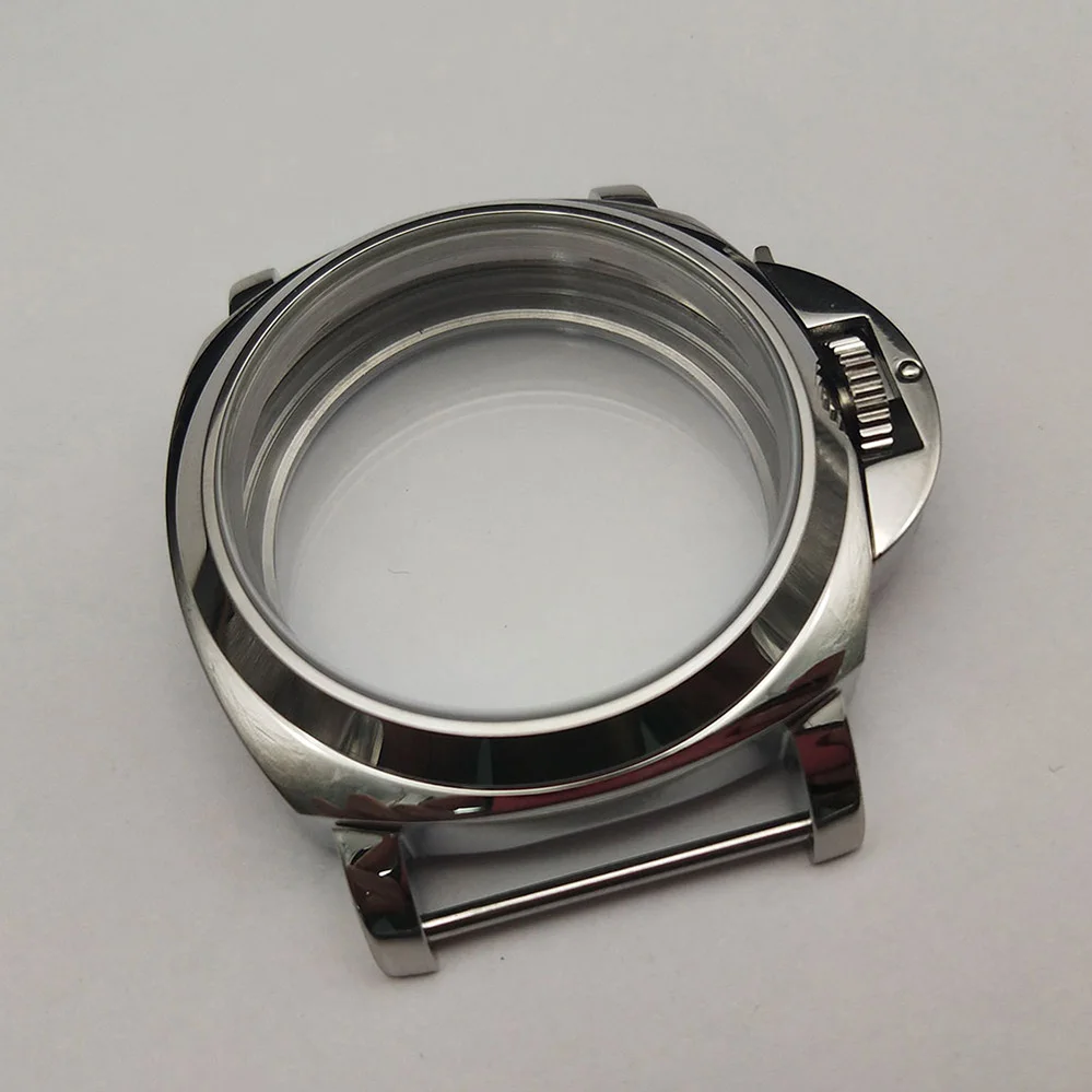 parnis 44mm stainless steel Silver polished watch case Fit 6497/6498 movement suitable