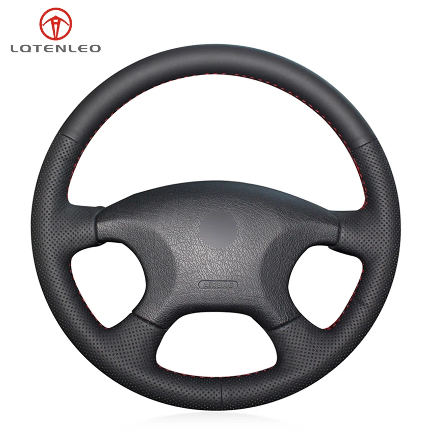 

LQTENLEO Black Genuine Leather Hand-stitched Car Steering Wheel Cover For Citroen Elysee c-elysee Citroen Xsara Picasso