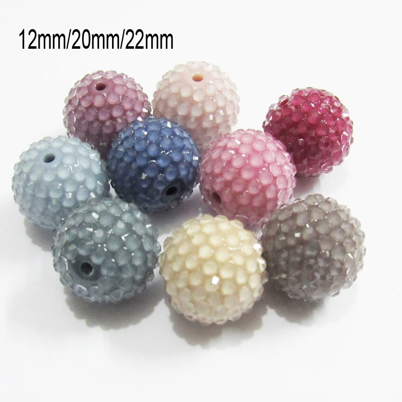 

Wholesale 12mm/20mm /22mm Dark Color AB/Clear Resin Rhinestone Beads For Fashion Chunky Jewelry