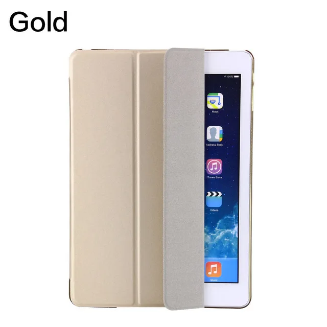 Ультратонкий Магнитный чехол для iPad 9,7, новинка, Air 1 2 A1822/A1893 A1474, умный чехол из искусственной кожи, Авто Режим сна/пробуждения - Цвет: Gold