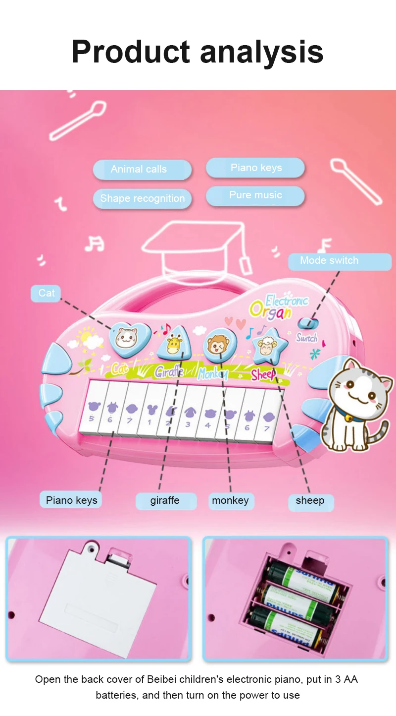 

New Baby Electronic Organ Toy Musical Instrument Children's Small Piano Children Can Play Music Girl Christmas Present