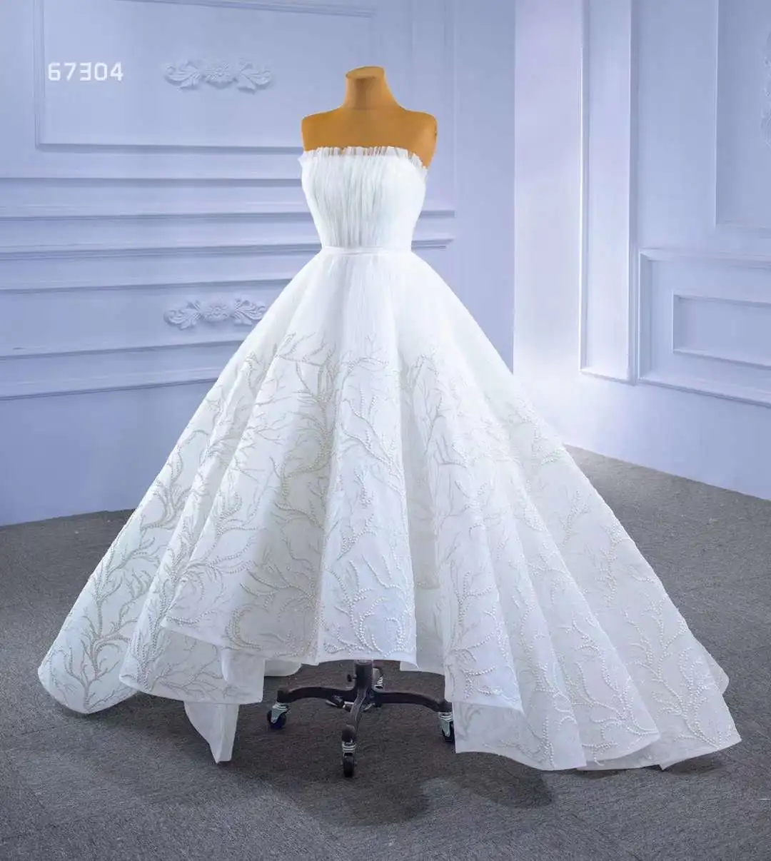 

A Line Ankle Length Straight Neckline Low Back Strapless Tulle Lace Floor Length Belt Wedding Dress