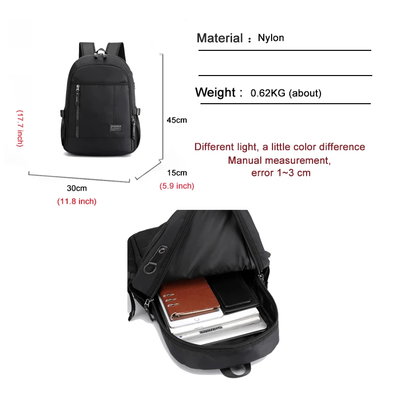 Черная школьная сумка для студентов Молодежный треккинг спортивный рюкзак