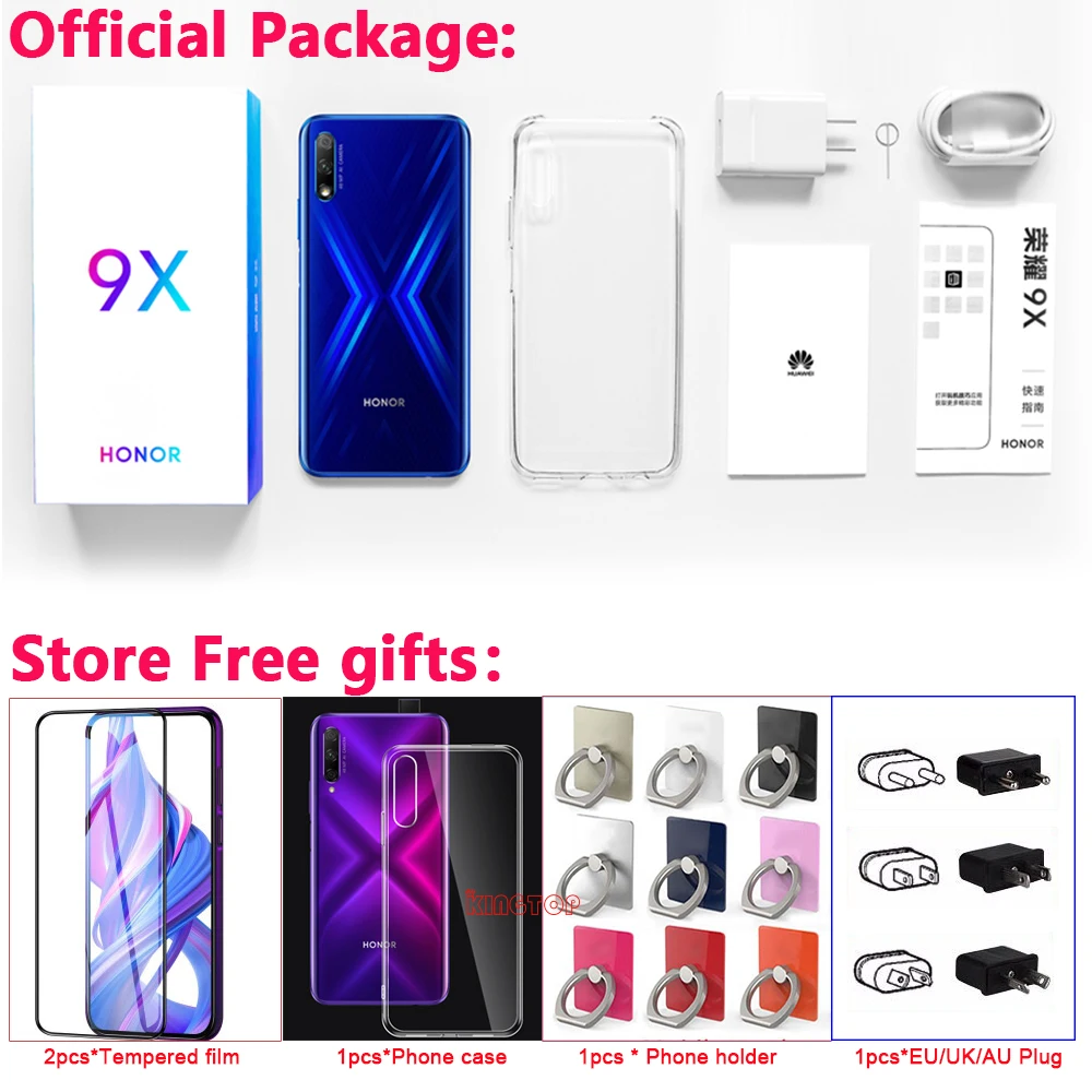 Оригинальный мобильный телефон Honor 9X 4 ГБ 64 Kirin 810 четыре ядра 6 59 дюймов подъемная