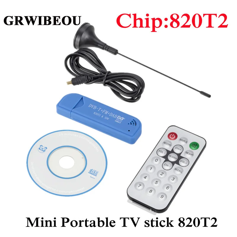 Мини Портативный ТВ-Стик 820T2 цифровой USB 2 0 DVB-T + DAB FM RTL2832U Поддержка SDR тюнер