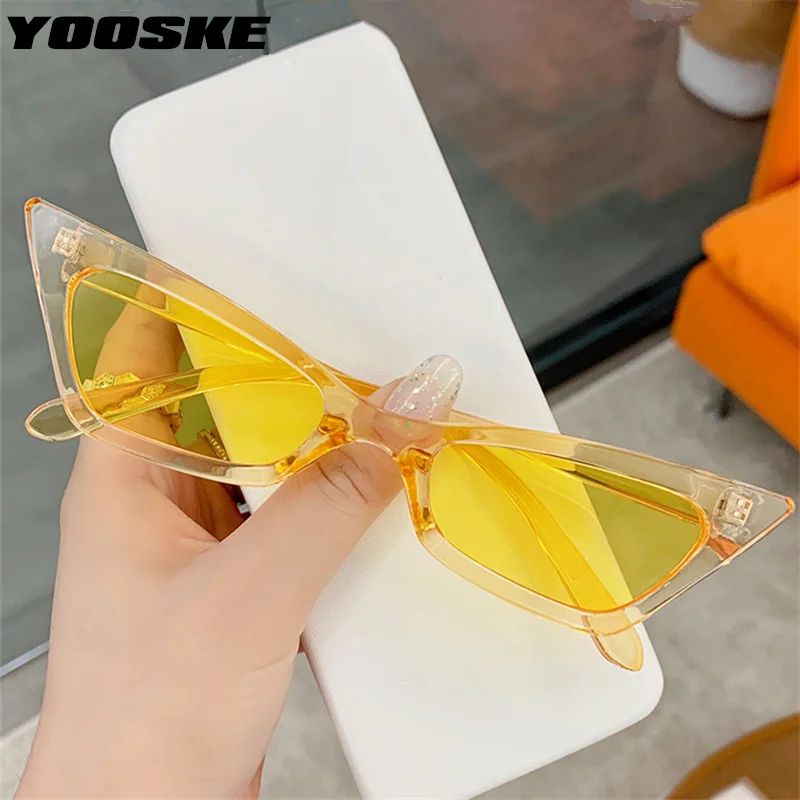 

YOOSKE Sexy Cat Eye Sunglasses for Women Fashion Brand Designer Small Frame Sun Glasses Ladies Classic Yellow Goggles UV400