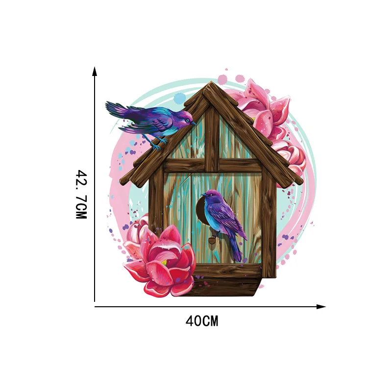 

YOJA 4042.7CM Creative Colored Bird Cage Bedroom Decoration Cartoon Home Room Wall Stickers 8WS0155