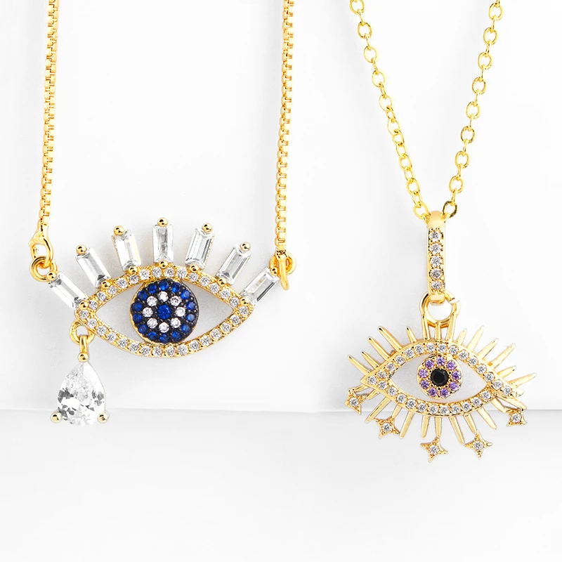 Ожерелье с синим кубическим цирконием выложенная звезда кисточка капля воды