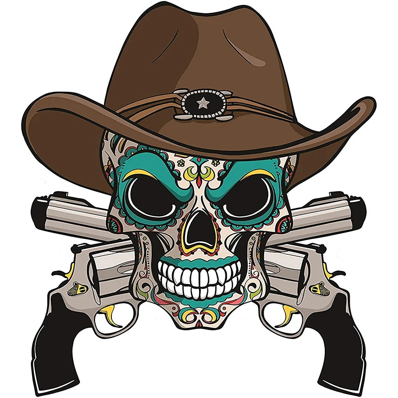

Cowboy skull Car Stickers Decal Funny Anime Cute Car Accessories Decoration 13*8cm