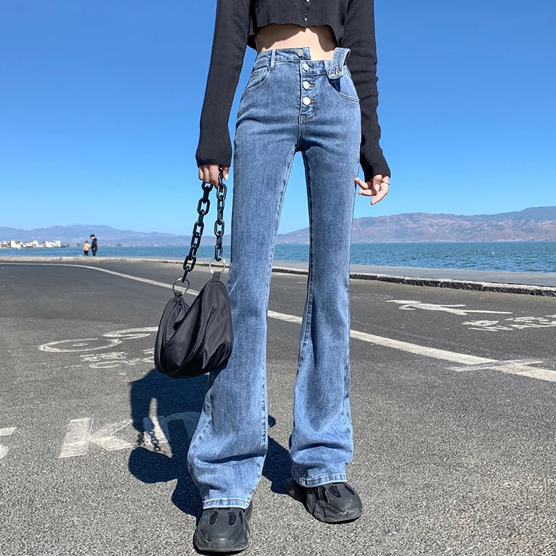 

Wide Leg Women 2021New Casual Street Style Cotton Denim Lady long Pants Jeans Vintage able Quality Retro Fashion solid trousers