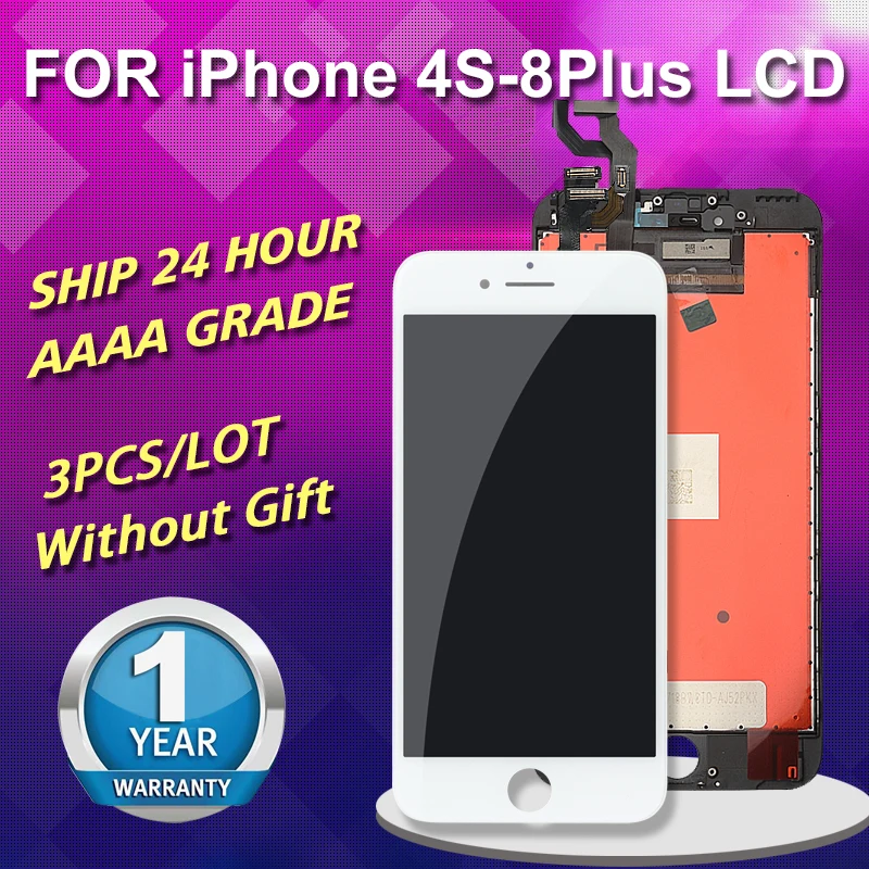 100% протестированный 3 шт./компл. ЖК дисплей для iPhone 5S 6 6S 7 8 8Plus сенсорный экран