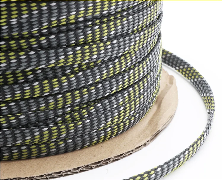 Colorful 4mm 8mm 12mm Expanded Braid Sleeve PP Cotton Mixed PET Yarn Soft Wire Wrap Insulated Cable Protect Line Harness Sheath |