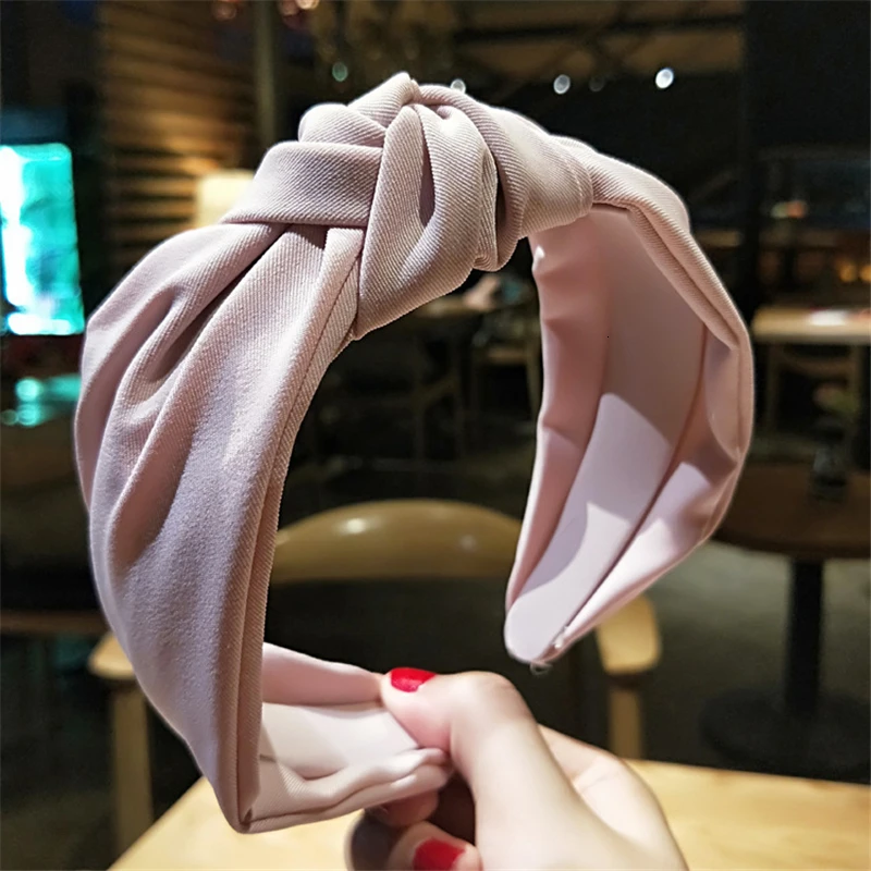 

Wide Plastic Hair Hoop Solid Color Cloth Headband Lady Turban Cross Hair Band for Women Bezel Hair Bands Girls Hair Accessories