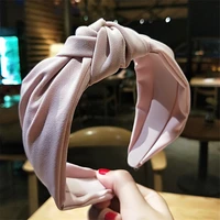 wide plastic hair hoop solid color cloth headband lady turban cross hair band for women bezel hair bands girls hair accessories