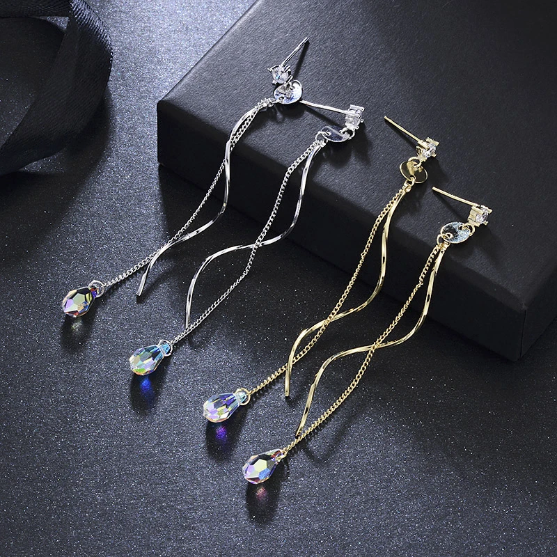 Женские Висячие серьги MAIKALE длинные золотистые подвески с австрийским