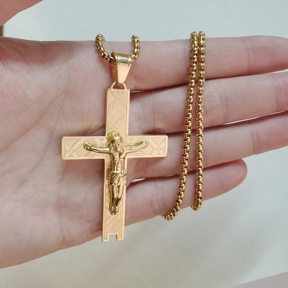 

Simple Classic Fashion Cross Antique Gold Color Pendant Girl Short Long Chain Necklaces Jewelry For Women Men