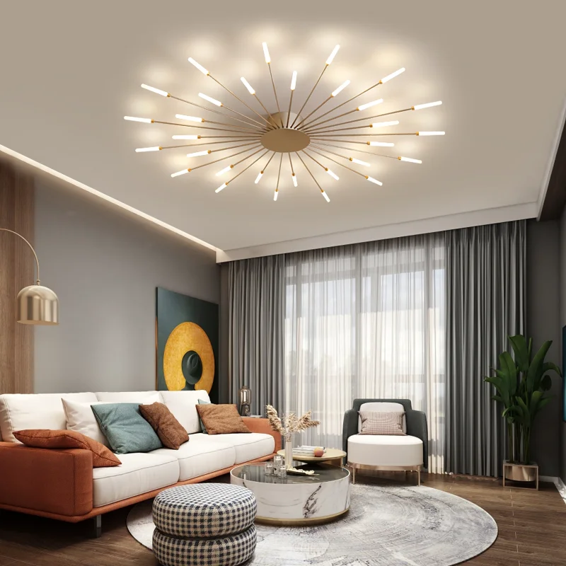 Iluminación de araña para sala de estar, dormitorio, tela, cafetería, creativa, decorativa, montada en superficie, Loft, lámpara led