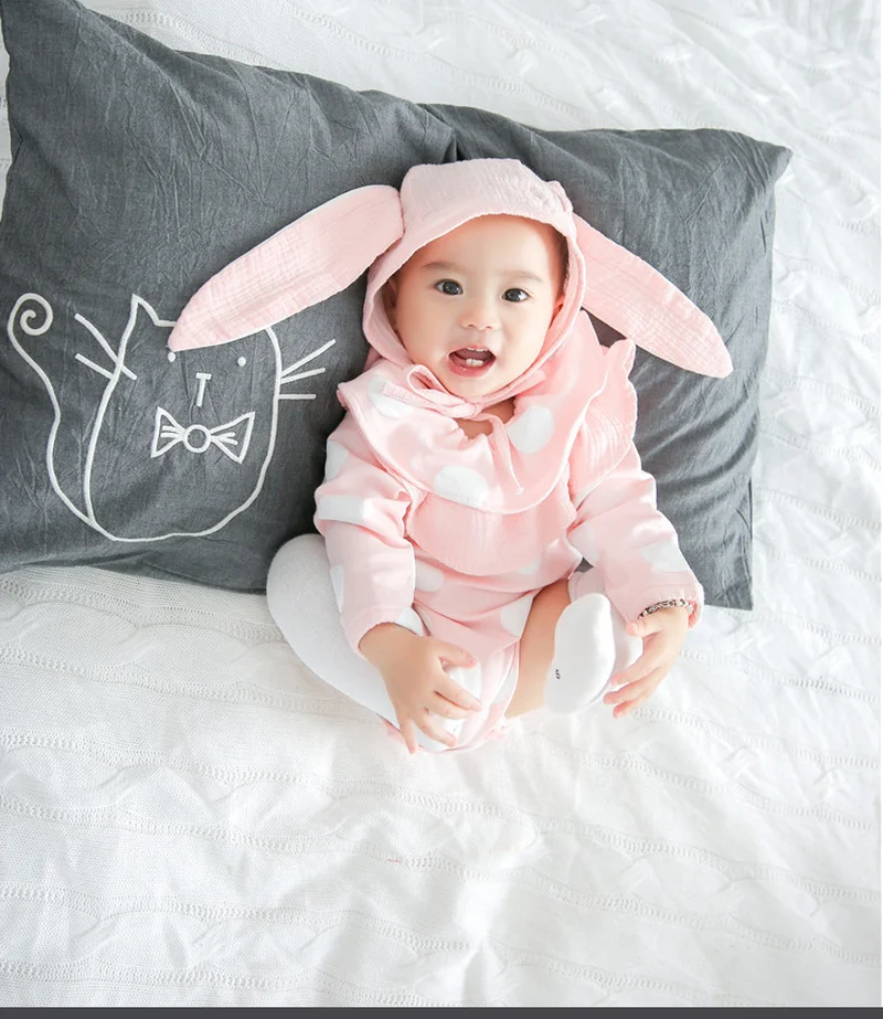 

Explosive Children's Spring and Autumn Baby One-piece Baby Polka Dot Newborn Clothes Korean Girl Kids Romper XB58