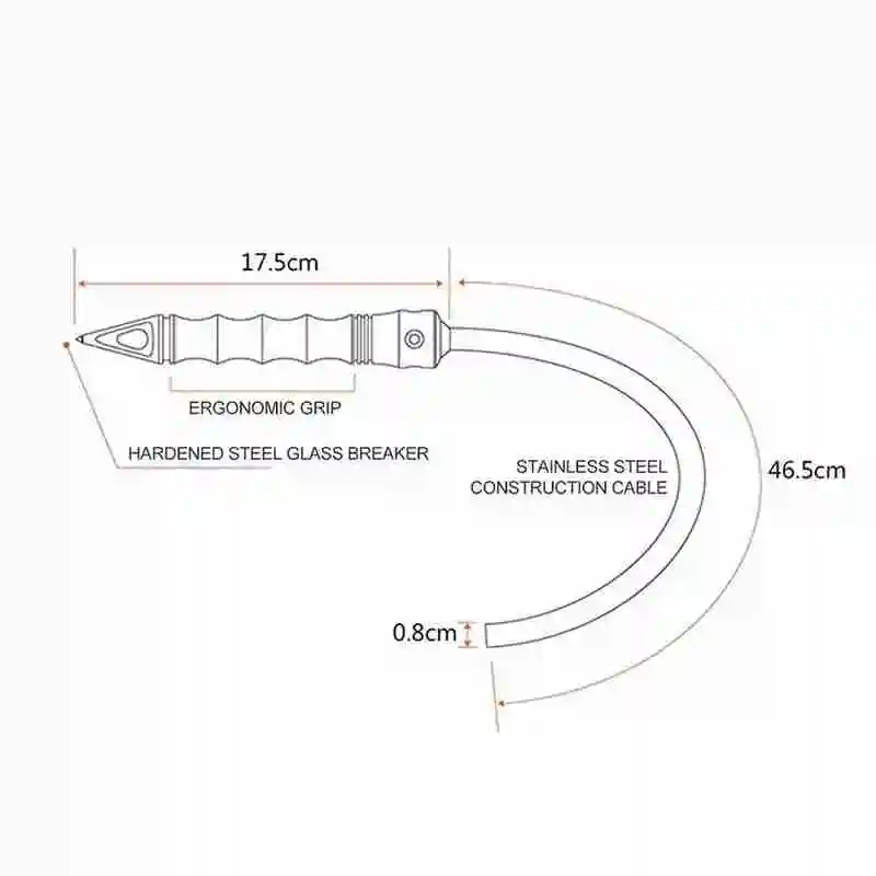 

Car Emergency Escape From Car Window Breaker Steel Alloy Glass Wire Tail Auto Break Tool Hard Rope Accessoies K1K0