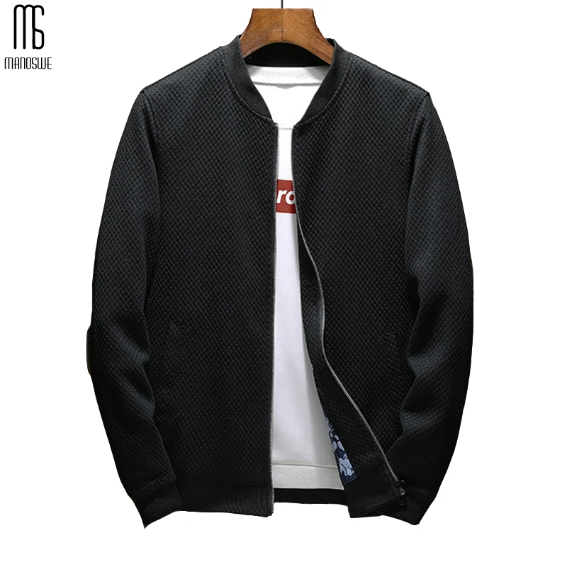 Manoswe тренд винно красный Бейсбольный воротник куртка Бомбер пальто 2020