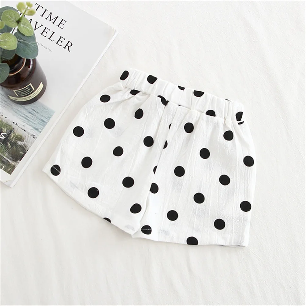 2020 Повседневная футболка для мальчиков и девочек Шортики в горошек летнее платье